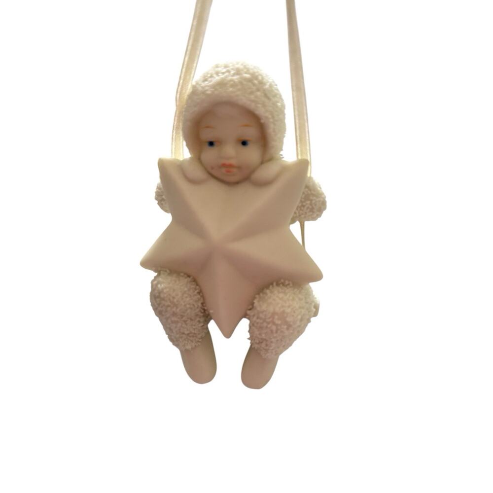 Dept 56 Snowbabies Bisque Swinging On A Star Christmas Ornament